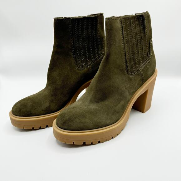 Dolce Vita Caster H2O Waterproof Boots Olive Green Suede Lug Sole Size 8.5 - Picture 2 of 9